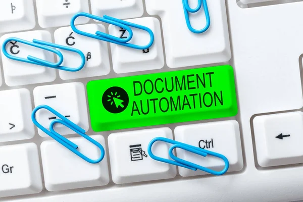 Signo de texto que muestra la automatización de documentos. Flujos de trabajo de ideas de negocio que ayudan en la creación de documentos electrónicos Escribir códigos de programa difíciles, Escribir un nuevo libro educativo — Foto de Stock