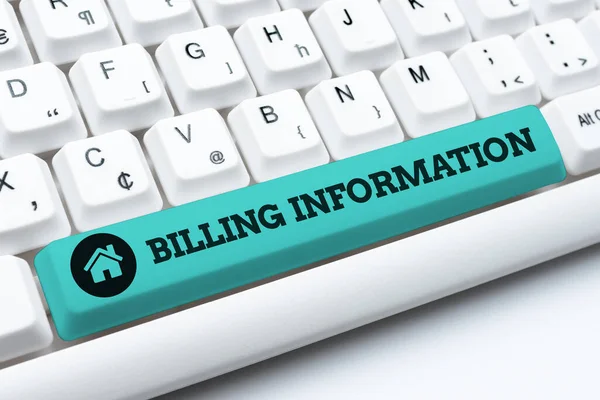Conceptual caption Billing Information. Word Written on address connected to a specific form of payment Typing Certification Document Concept, Retyping Old Data Files