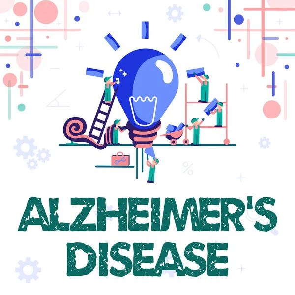 Tekst pisma Alzheimer S jest chorobą. Słowo na zaawansowane pogorszenie psychiczne, które występują w podeszłym wieku Streszczenie Praca razem dla lepszych wyników, Koncepcja wysiłku grupowego — Zdjęcie stockowe