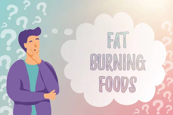 Wyświetlacz koncepcyjny Fat Burning Foods. Pomysł na biznes produkować utratę tkanki tłuszczowej poprzez stymulowanie metabolizmu w celu zmniejszenia apetytu Rejestracja konta mediów społecznościowych, Pisanie i logowanie Daily Journal — Zdjęcie stockowe