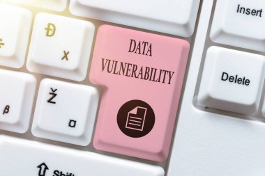Veri Savunmasızlığını gösteren bir işaret. Çevrimiçi Ağ Protokolleri Yazan, Yeni Güvenlik Duvarı Programı Oluşturan bir saldırgan tarafından kullanılabilecek bir verinin iş yaklaşım zayıflığı