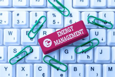 Text caption presenting Energy Management. Conceptual photo way of tracking and monitoring energy to conserve usage Abstract Typing New Spreadsheets, Organizing Filing Systems Concept