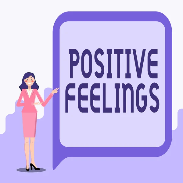 Handwriting text Positive Feelings. Word Written on any feeling where there is a lack of negativity or sadness Displaying Important Informations, Presentation Of New Ideas — Stock Photo, Image