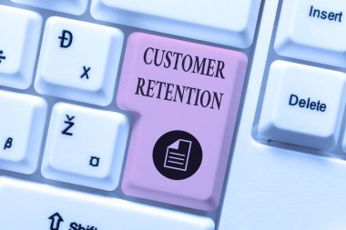 Hand writing sign Customer Retention. Word Written on Actions or activities companies take to retain customers Typing Online Network Protocols, Creating New Firewall Program