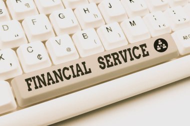 Writing displaying text Financial Service. Business idea economic services provided by the finance industry Abstract Typist Practicing Speed Typing, Programmer Debugging Codes