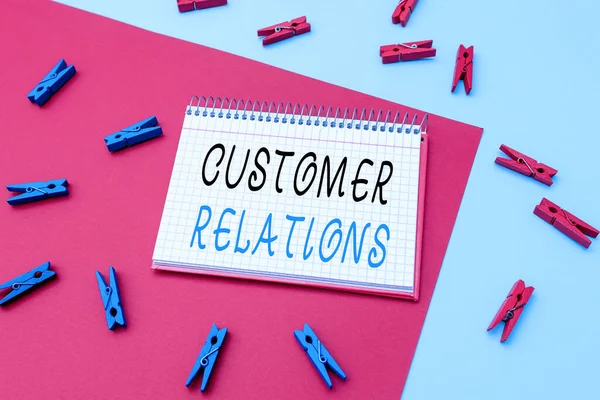 Handwriting text Customer Relations. Concept meaning approach to manage a company s is interaction with customer Writing Important Notes Displaying Messages And Listing Items — Stock Fotó