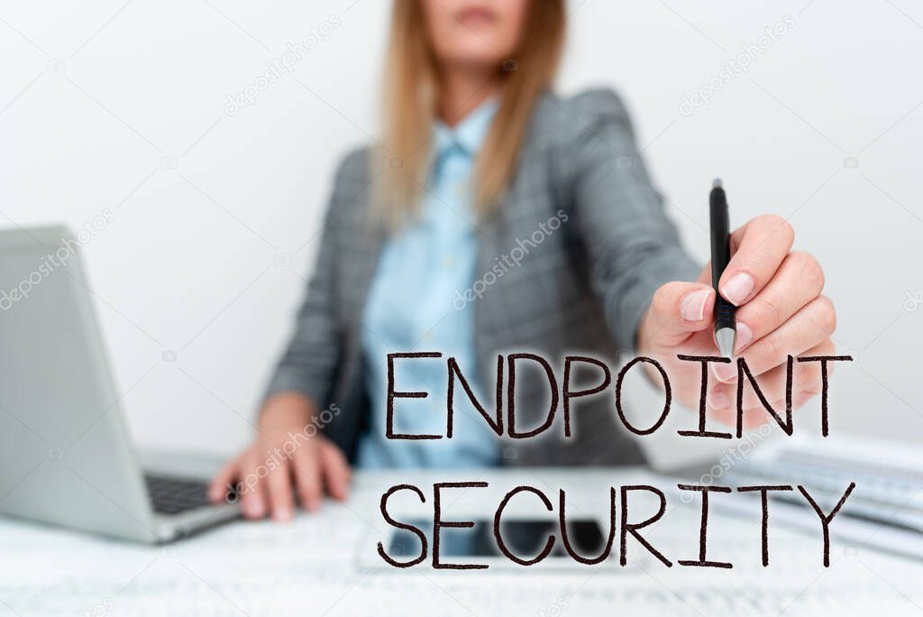 Inspiration showing sign Endpoint Security. Word for the methodology of protecting the corporate network Architect Interviewing Client, Reporther Gathering Important Informations
