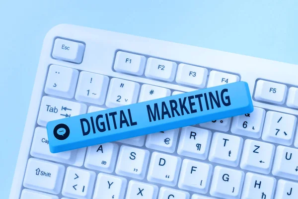 Text sign showing Digital Marketing. Business overview marketing of products using digital technologies Typing Engineering Lessons And Lectures, Fixing Broken Technology Concept — Φωτογραφία Αρχείου