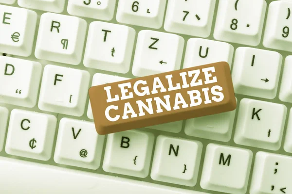 Text sign showing Legalize Cannabis. Business concept law which legalized recreational cannabis use nationwide Connecting With Online Friends, Making Acquaintances On The Internet — Fotografia de Stock