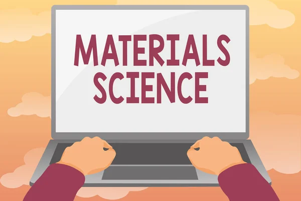Conceptual display Materials Science. Business concept interdisciplinary field involving the properties of matter Editing And Formatting Online Articles, Typing Creative Reading Contents — Stock fotografie