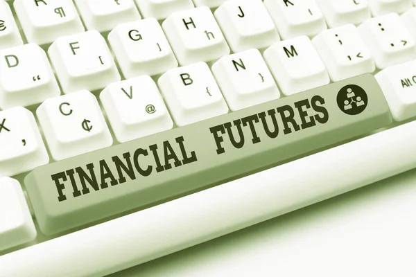 Text sign showing Financial Futures. Business concept contract to buy or sell something such as foreign currency Abstract Typist Practicing Speed Typing, Programmer Debugging Codes — Stockfoto