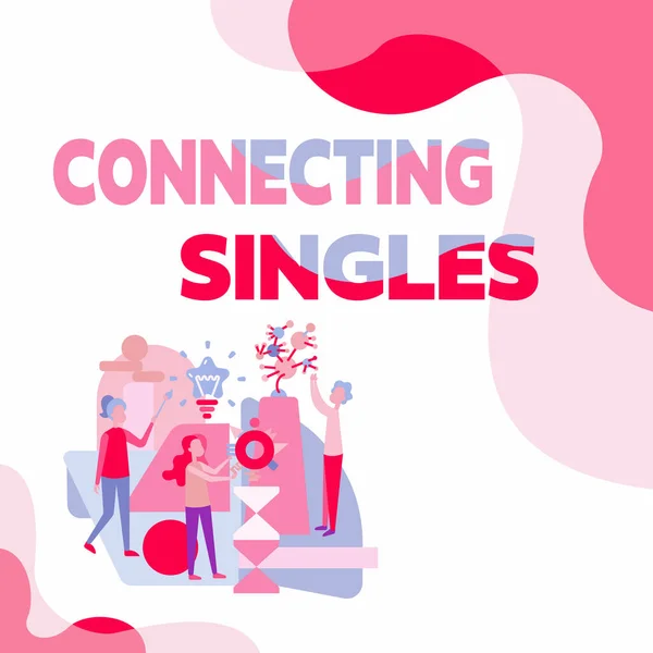 Handwriting text Connecting Singles. Business approach online dating site for singles with no hidden fees Three Collagues Illustration Practicing Hand Crafts Together. — Stockfoto