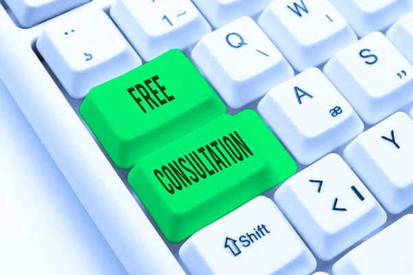 Inspiration showing sign Free Consultation. Business overview meeting to discuss something or to get advice without fee Creating New Word Processing Program, Fixing Complicated Programming Codes — Stockfoto