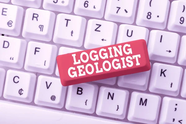 Hand writing sign Logging Geologist. Business showcase Layout and execution of definition diamond drill programs Connecting With Online Friends, Making Acquaintances On The Internet — Stockfoto