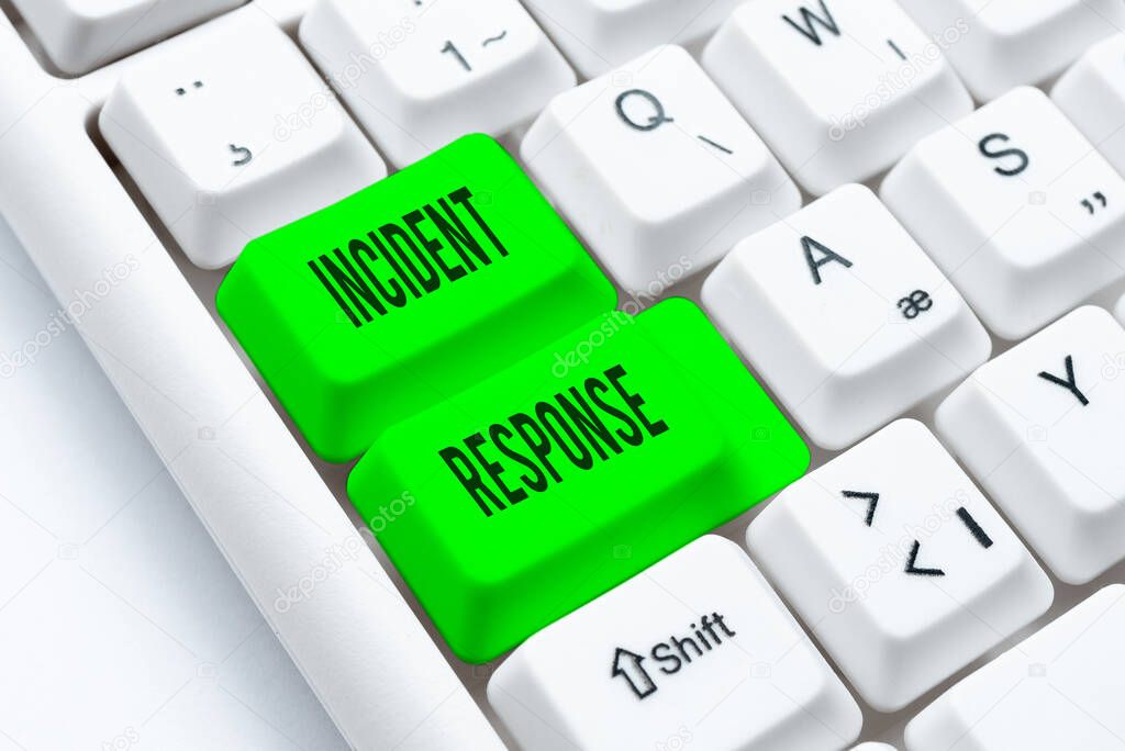 Writing displaying text Incident Response. Business idea addressing and managing the aftermath of a security breach Creating New Word Processing Program, Fixing Complicated Programming Codes