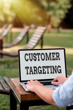 Text showing inspiration Customer Targeting. Business approach business process that defines which customers to market Online Jobs And Working Remotely Connecting People Together
