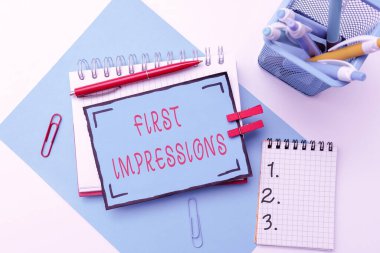 Inspiration showing sign First Impressions. Word Written on first consideration or judgment towards a person Colorful Perpective Positive Thinking Creative Ideas And Inspirations