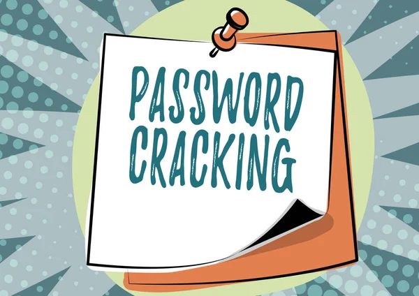 Text sign showing Password Cracking. Word for measures used to discover computer passwords from data Colorful Message Presentation Ideas, Sticky Notes Message Reminder — Stockfoto