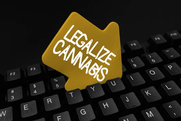 Text sign showing Legalize Cannabis. Business concept law which legalized recreational cannabis use nationwide Typing New Edition Of Informational Ebook, Creating Fresh Website Content —  Fotos de Stock