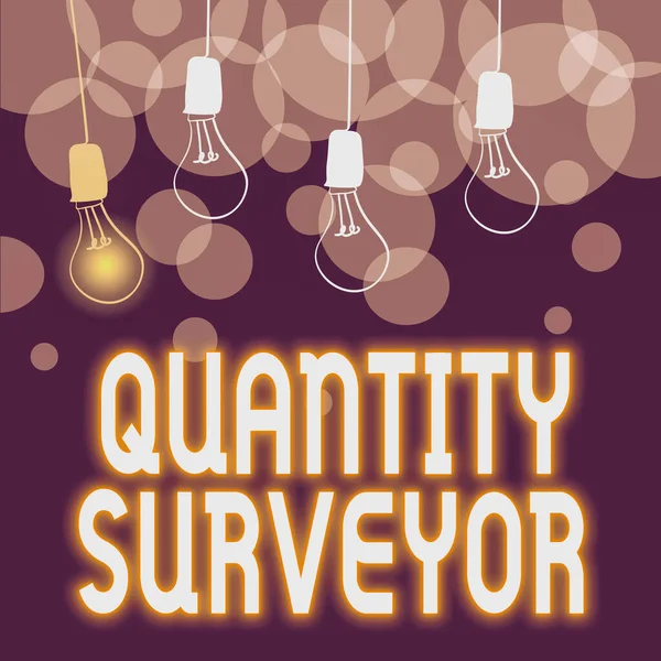 Text sign showing Quantity Surveyor. Conceptual photo calculate the cost of the materials and work needed Abstract Displaying Different Ideas, Lights Presenting Intellect Concept — Stockfoto