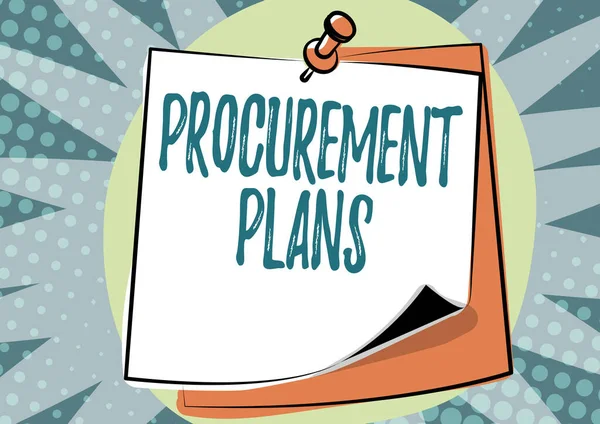 Text showing inspiration Procurement Plans. Word for determining the timeframes for their procurement Colorful Message Presentation Ideas, Sticky Notes Message Reminder — Stock Photo, Image