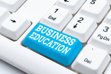 Writing displaying text Business Education. Conceptual photo acquiring knowledge on fundamentals of business practices Typing Helpful Blog Tutorial And Guides, Researching Strategies Online