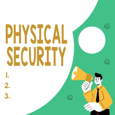 Handwriting text Physical Security. Word Written on designed to deny unauthorized access to facilities Abstract Displaying Different Typing Method, Keyboard Data Processing