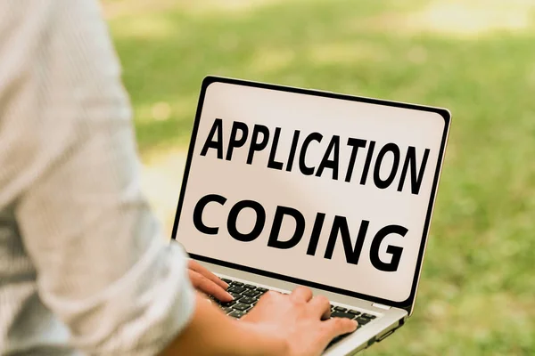 Writing displaying text Application Coding. Business overview process by which a mobile app is developed for mobile Online Jobs And Working Remotely Connecting People Together — Foto Stock