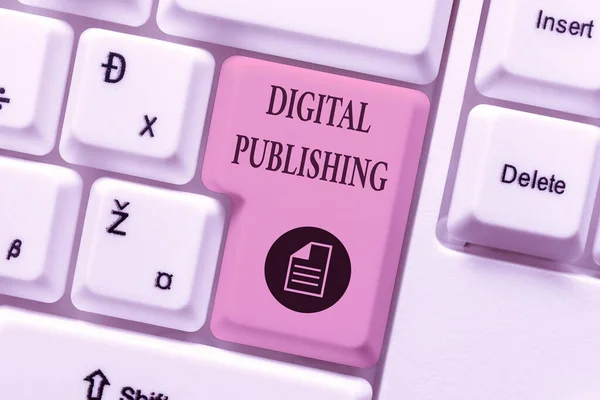 Conceptual display Digital Publishing. Business approach content that distributed digitally over the Internet Typing Online Network Protocols, Creating New Firewall Program — 图库照片