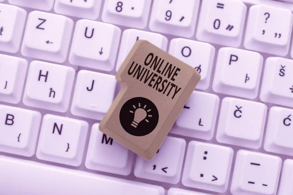 Conceptual caption Online University. Business idea provides education programs through electronic media Connecting With Online Friends, Making Acquaintances On The Internet