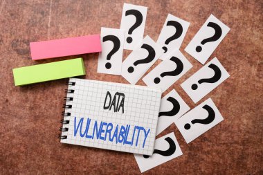 Text showing inspiration Data Vulnerability. Business idea weakness of a data which can be exploited by an attacker Progress In Solving Problems Breakthrough New Designs And Ideas