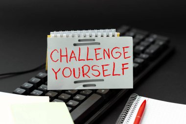 Text caption presenting Challenge Yourself. Word for opportunity to be part of something bigger than ourselves Publishing Typewritten Documents Online, Typing Long Term Contract