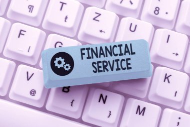 Hand writing sign Financial Service. Business overview economic services provided by the finance industry Abstract Online Registration Process, Typing Personal Informations