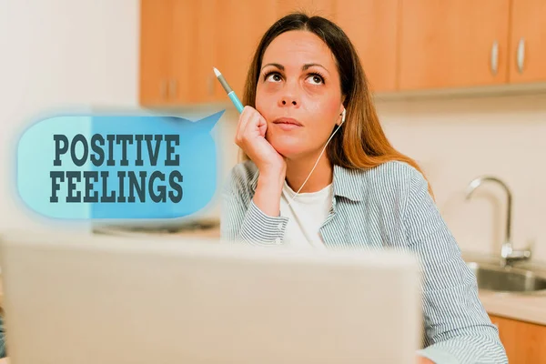 Conceptual caption Positive Feelings. Business overview any feeling where there is a lack of negativity or sadness Abstract Working At Home Ideas, Interior Decoration Live Video Blog — Stock Photo, Image