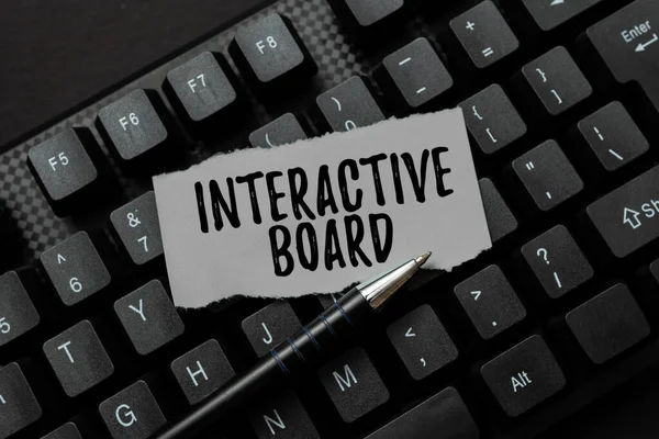 Text showing inspiration Interactive Board. Business overview standalone touchscreen computer used independently Abstract Typing Product Documentations, Creating Brand New Book — Foto de Stock
