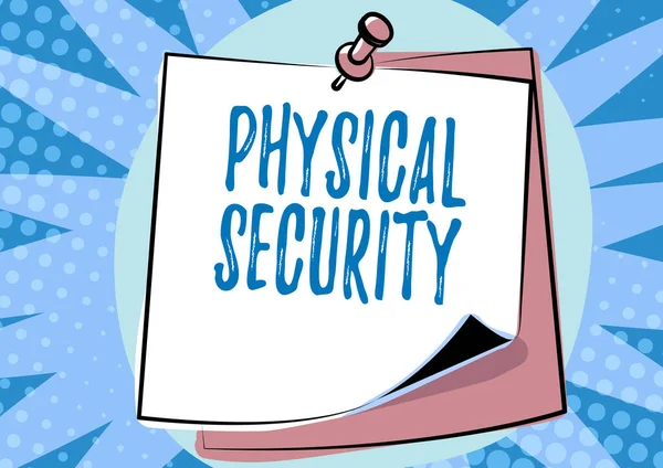 Conceptual display Physical Security. Business showcase designed to deny unauthorized access to facilities Colorful Message Presentation Ideas, Sticky Notes Message Reminder — Foto Stock