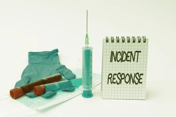 Inspiration showing sign Incident Response. Business overview addressing and managing the aftermath of a security breach Writing Important Medical Notes Laboratory Testing Of New Infections — Fotografia de Stock