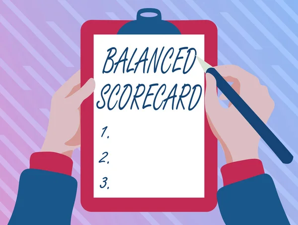 Handwriting text Balanced Scorecard. Concept meaning a performance metric used in strategic management Playing Keyboard Typing Game, Creating And Processing Digital Documents — Fotografia de Stock