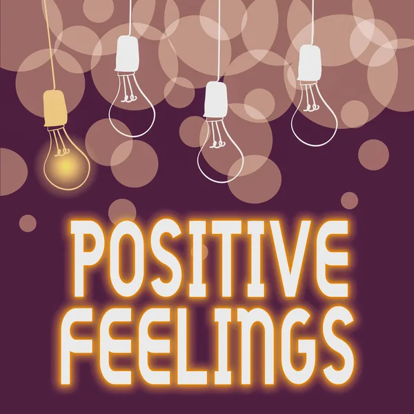 Sign displaying Positive Feelings. Conceptual photo any feeling where there is a lack of negativity or sadness Abstract Displaying Different Ideas, Lights Presenting Intellect Concept — Foto Stock