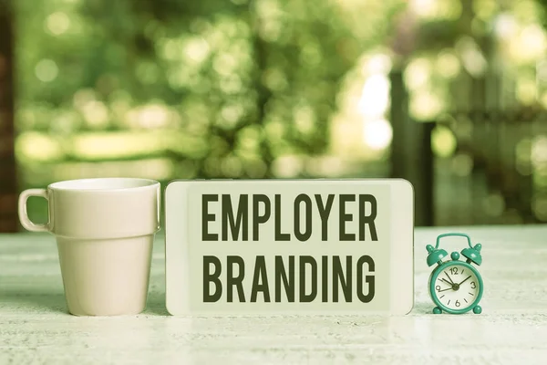 Text caption presenting Employer Branding. Concept meaning process of articulating your company s is unique message Abstract Outdoor Smartphone Photography, Displaying New Device — Φωτογραφία Αρχείου