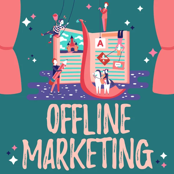 Hand writing sign Offline Marketing. Business approach Advertising strategy published outside of the internet Fixing Program Code, Updating Application Software, Finding Programming Bug — Stockfoto