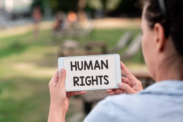 Inspiration showing sign Human Rights. Concept meaning the equality of fighting for your rights individuality Voice And Video Calling Capabilities Connecting People Together — Foto de Stock