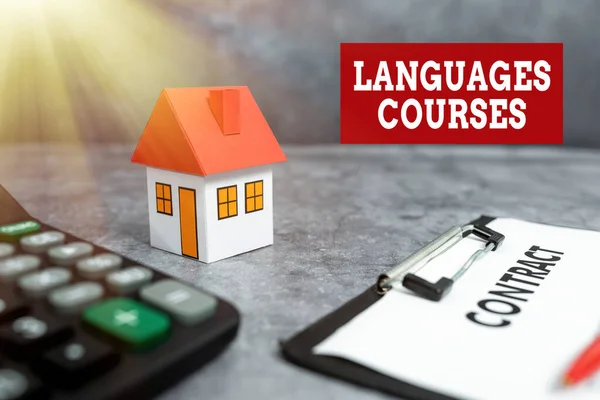 Inspiration showing sign Languages Courses. Concept meaning set of classes or a plan of study on a foreign language Buying New House Ideas, Property Insurance Contract,Home Sale Deal