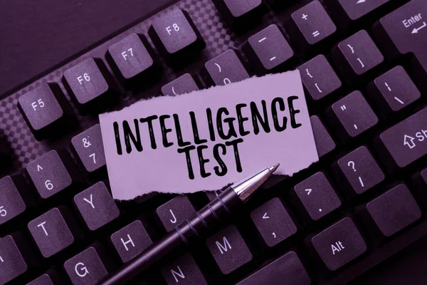 Text sign showing Intelligence Test. Conceptual photo test designed to measure the ability to think and reason Abstract Typing Product Documentations, Creating Brand New Book — Stockfoto