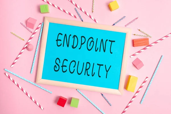 Handwriting text Endpoint Security. Business showcase the methodology of protecting the corporate network Colorful Party Invitation Designs Bright Celebration Planning Ideas — Stockfoto