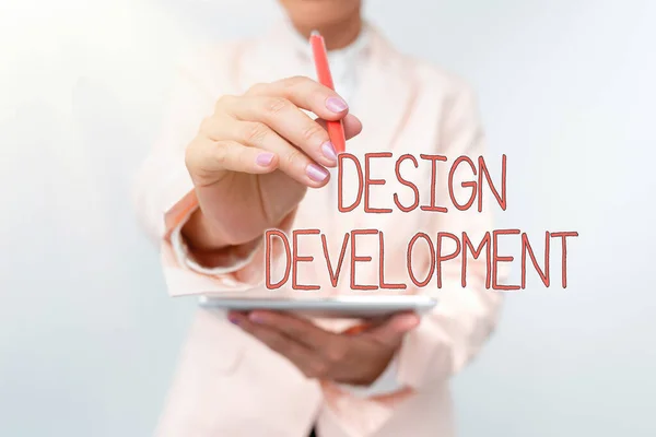 Inspiration showing sign Design Development. Word for technical aspects of materials and building systems Presenting New Technology Ideas Discussing Technological Improvement — Stock Photo, Image