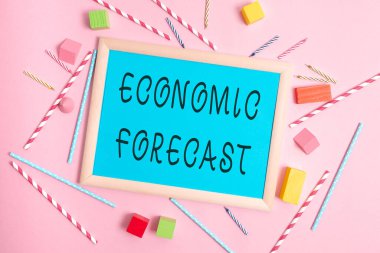 Text sign showing Economic Forecast. Business showcase attempting to predict the future condition of the economy Colorful Party Invitation Designs Bright Celebration Planning Ideas