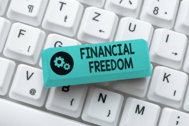 Text showing inspiration Financial Freedom. Conceptual photo make big life decisions without being stressed about money Abstract Online Registration Process, Typing Personal Informations