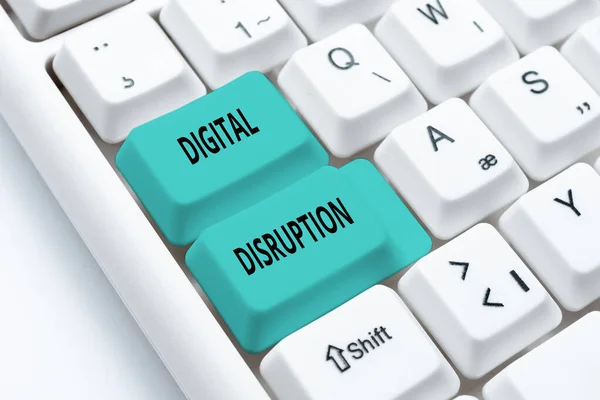 Writing displaying text Digital Disruption. Business overview transformation caused by emerging digital technologies Typing Certification Document Concept, Retyping Old Data Files — Φωτογραφία Αρχείου