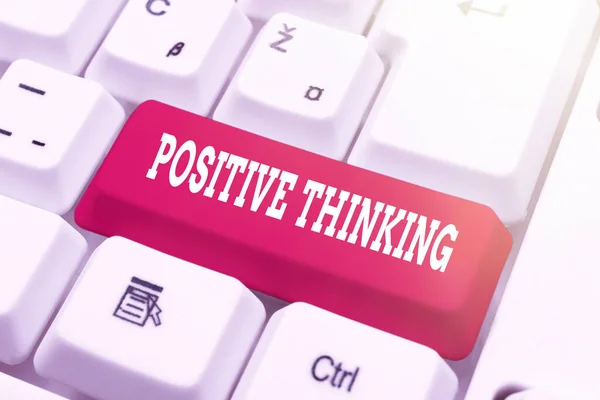 Conceptual caption Positive Thinking. Business approach mental attitude in wich you expect favorable results Fixing Internet Problems Concept, Sending Error Report Online — Foto Stock